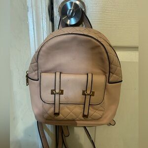Unbranded small pink faux leather backpack with gold tone hardware